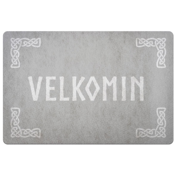 Old Norse Velkomin Welcome Knotwork DoormatDoormatLight Grey