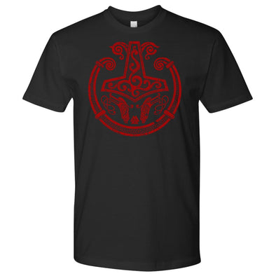 Red Mjolnir Viking Torc T-Shirt DistressedT-shirtNext Level Mens ShirtBlackS