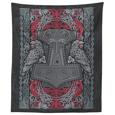 Thors Hammer Raven Knotwork Wall TapestryTapestries60" x 50"