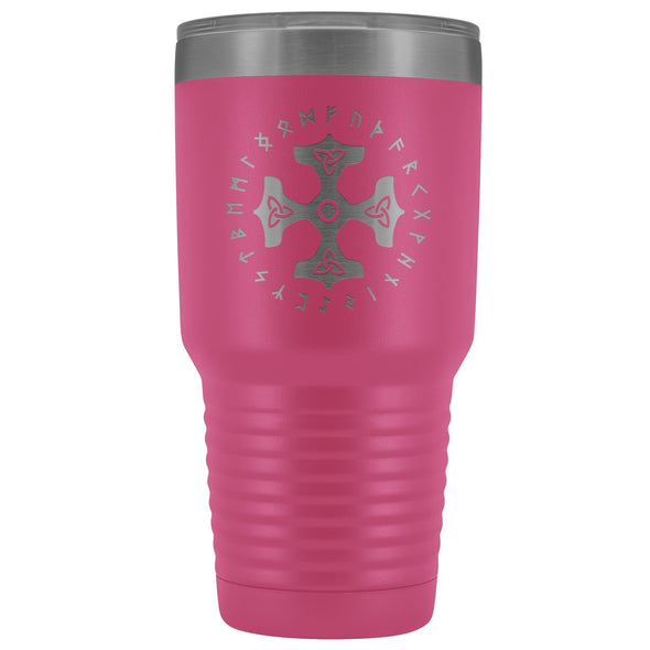 Thors Hammer Triquetra Runes Etched Tumbler 30ozTumblersPink