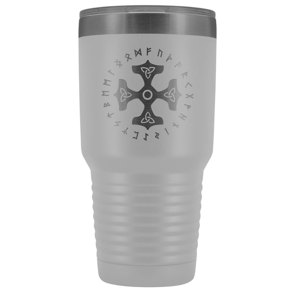 Thors Hammer Triquetra Runes Etched Tumbler 30ozTumblersWhite