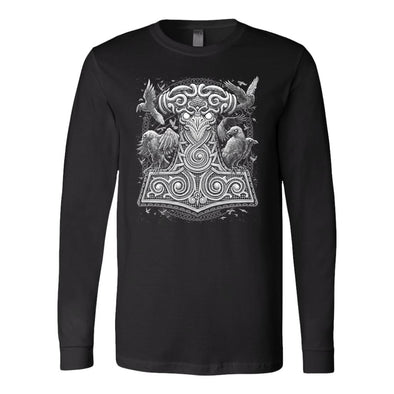 Thors Raven Hammer Mjölnir Long Sleeve ShirtT-shirtCanvas Long Sleeve ShirtBlackS
