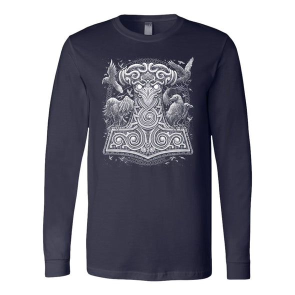 Thors Raven Hammer Mjölnir Long Sleeve ShirtT-shirtCanvas Long Sleeve ShirtNavyS