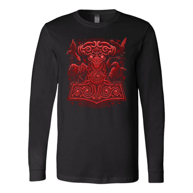 Thors Raven Hammer Red Mjölnir Long Sleeve ShirtT-shirtCanvas Long Sleeve ShirtBlackS