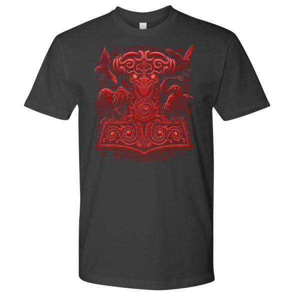 Thors Raven Hammer Red Mjölnir T-ShirtT-shirtNext Level Mens ShirtHeavy MetalS