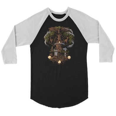 Tree of Life Yggdrasil Raglan ShirtT-shirtCanvas Unisex 3/4 RaglanBlack/WhiteS