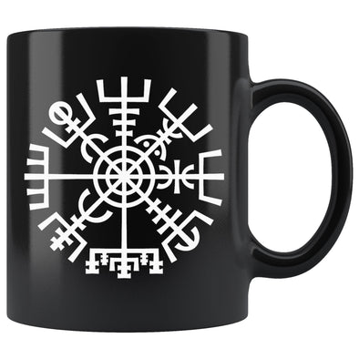 Vegvisir Norse Compass Symbol Black Ceramic Coffee Mug 11ozDrinkwareWhite