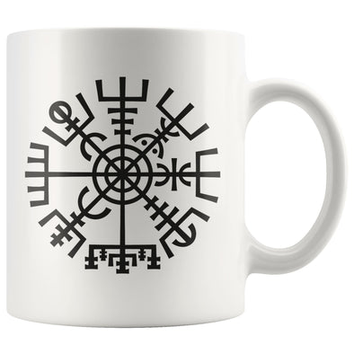 Vegvisir Norse Compass Symbol White Ceramic Coffee Mug 11ozDrinkwareBlack Design