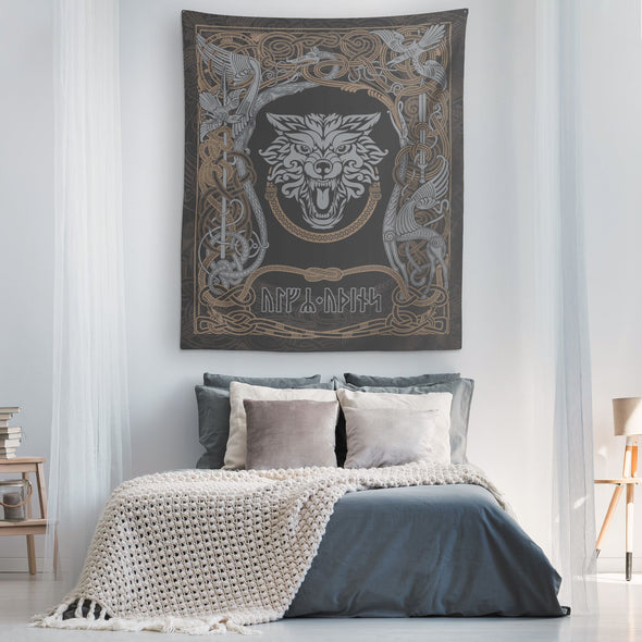 Wolf of Odin Norse Knotwork Runes Wall TapestryTapestries