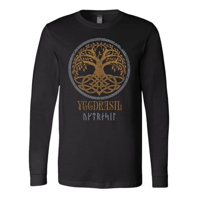 Yggdrasil Norse Runes Long Sleeve ShirtT-shirtCanvas Long Sleeve ShirtBlackS