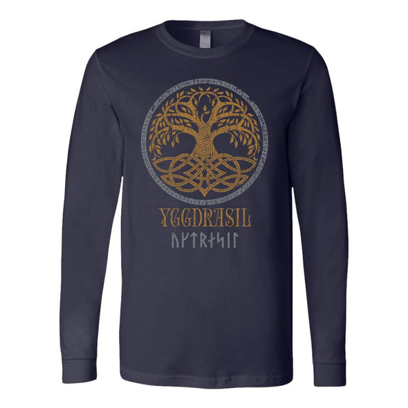 Yggdrasil Norse Runes Long Sleeve ShirtT-shirtCanvas Long Sleeve ShirtNavyS