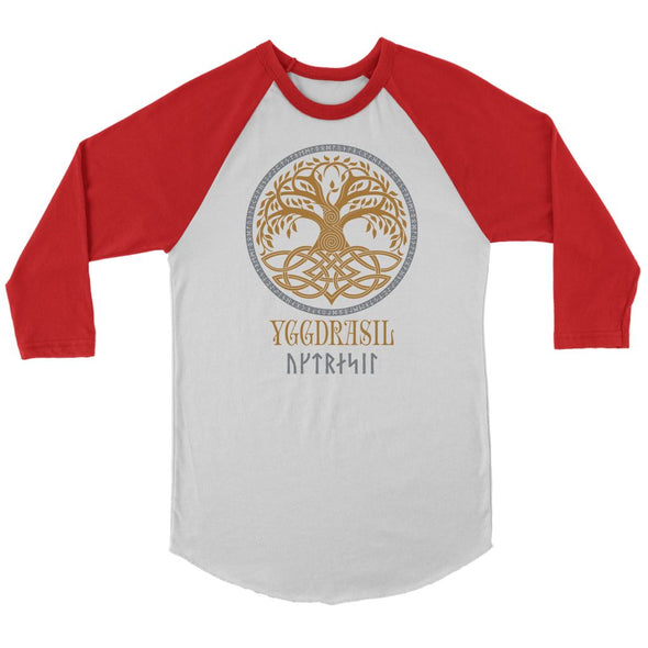 Yggdrasil Pagan Raglan ShirtT-shirtCanvas Unisex 3/4 RaglanWhite/RedS