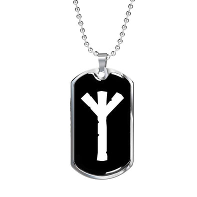 Algiz Norse Viking Rune of Protection Elder Futhark Dog Tag Necklace PendantJewelry