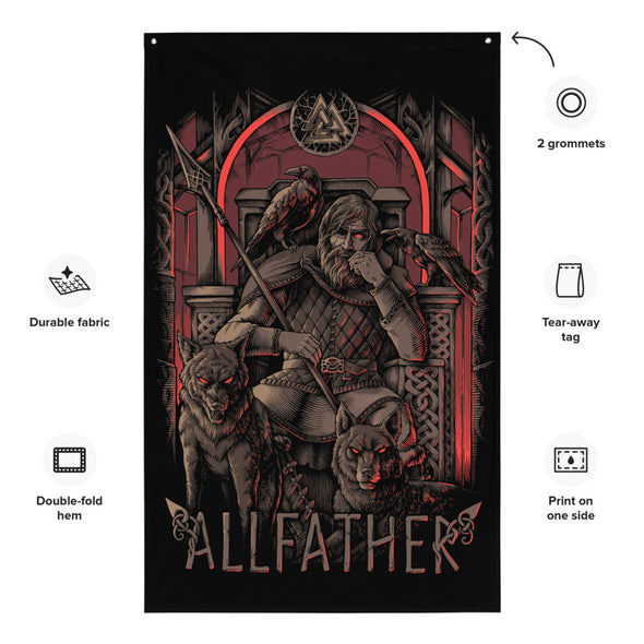 Allfather Odin Valhalla Viking Norse Pagan Wall Flag