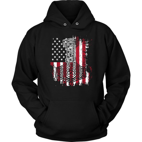 American Thors Hammer Mjolnir Viking HoodieT-shirtUnisex HoodieBlackS