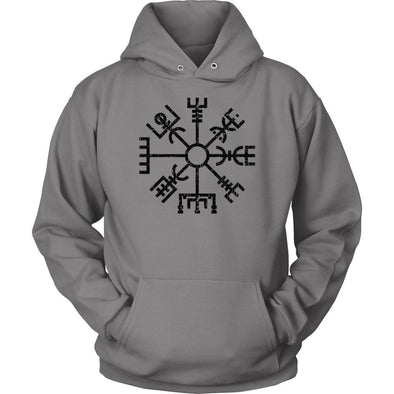 Black Vegvisir Viking Compass HoodieT-shirtUnisex HoodieGreyS