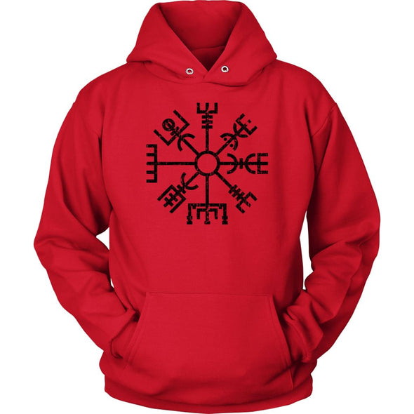 Black Vegvisir Viking Compass HoodieT-shirtUnisex HoodieRedS