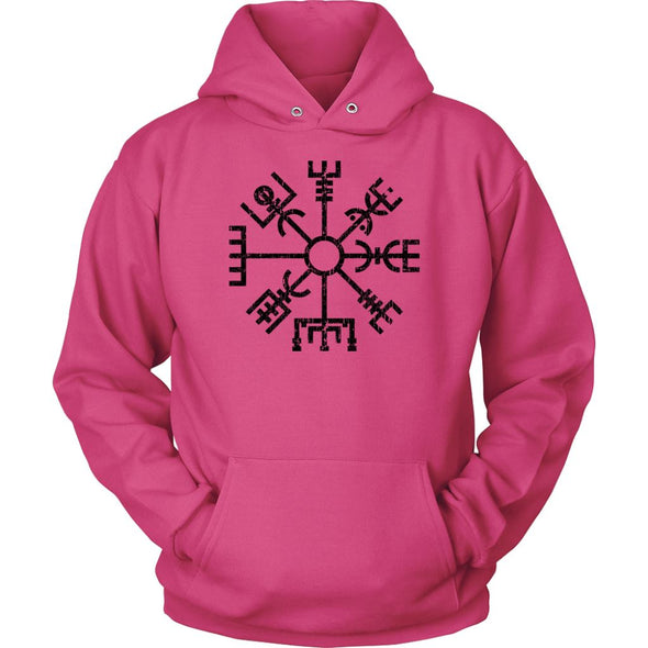 Black Vegvisir Viking Compass HoodieT-shirtUnisex HoodieSangriaS