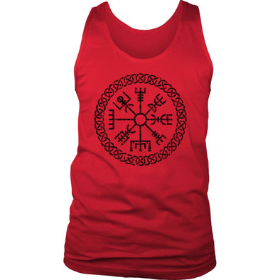 Black Vegvisir Viking Knotwork Mens Tank TopT-shirtDistrict Mens TankRedS