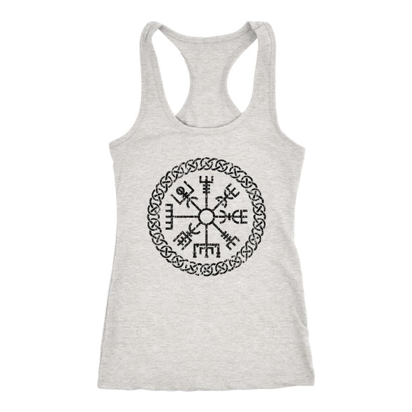 Black Vegvisir Viking Knotwork Racerback Tank TopT-shirtNext Level Racerback TankHeather GreyXS