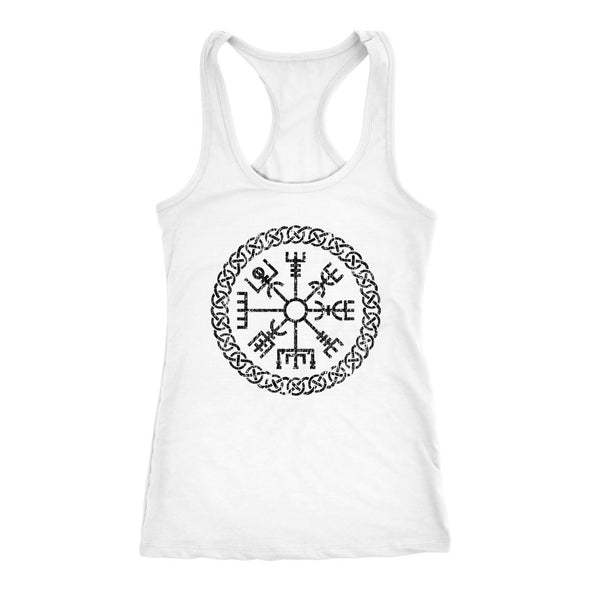 Black Vegvisir Viking Knotwork Racerback Tank TopT-shirtNext Level Racerback TankWhiteXS