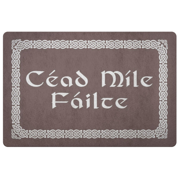 Céad Míle Fáilte Irish Gaelic Celtic Knot DoormatDoormatBrown