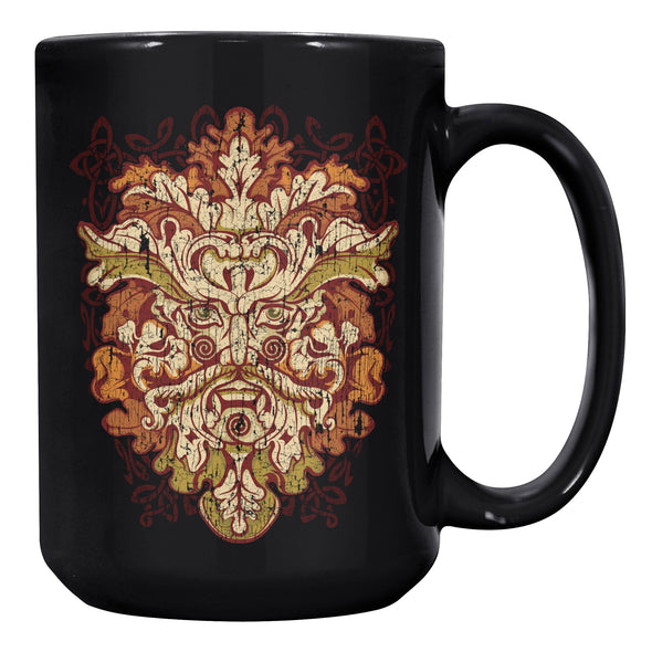 Celtic Green Man Irish Pagan Mythology Coffee Mug DistressedCeramic Mugs