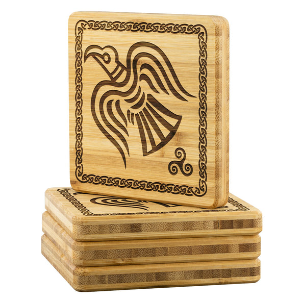 Celtic Raven Triskele Wood Coasters x4Coasters