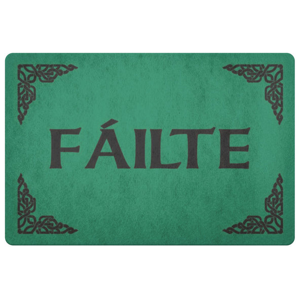 Failte Gaelic Welcome Celtic Doormat BlackDoormatKelly Green