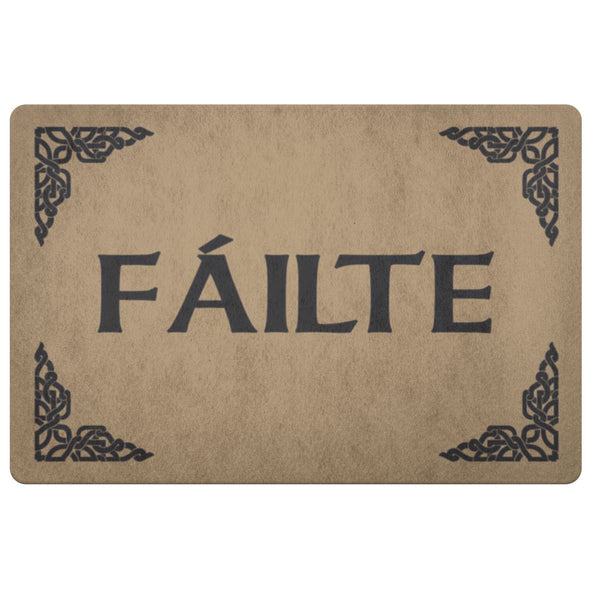 Failte Gaelic Welcome Celtic Doormat BlackDoormatLight Brown