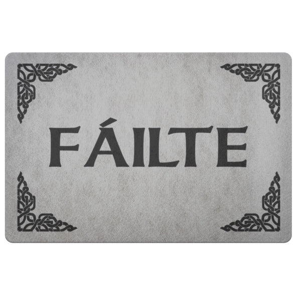 Failte Gaelic Welcome Celtic Doormat BlackDoormatLight Grey