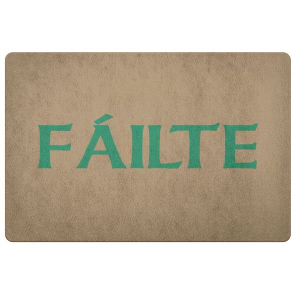 Failte Gaelic Welcome Doormat GreenDoormatLight Brown