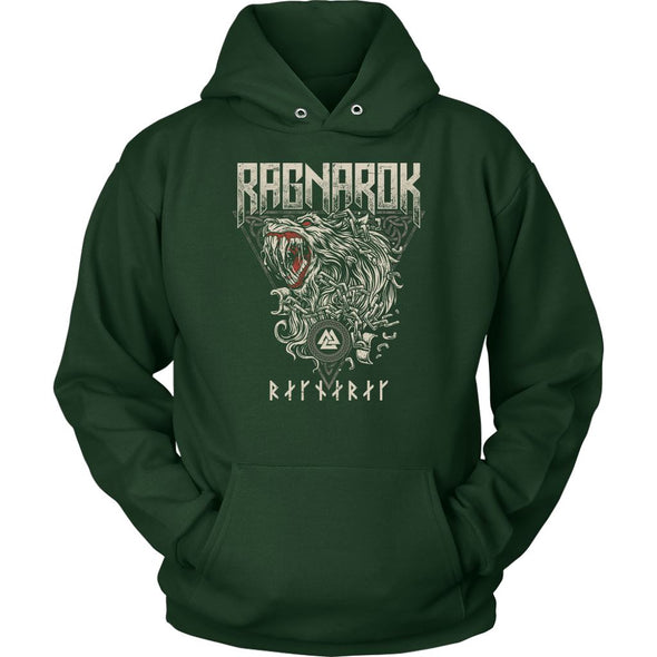 Fenrir Norse Ragnarok Runes HoodieT-shirtUnisex HoodieDark GreenS