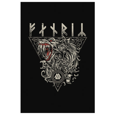 Fenrir Norse Viking Runes Canvas ArtCanvas Wall Art 28 x 12