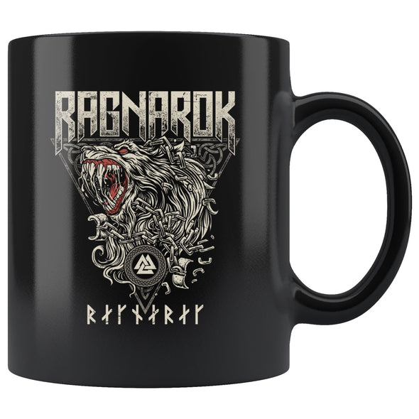 Fenrir Ragnarok Black MugDrinkwareText + Runes