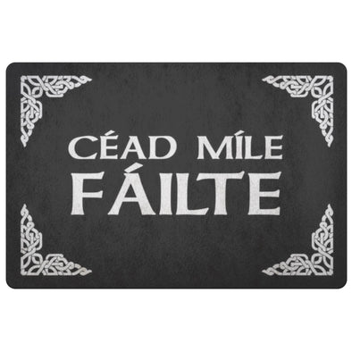 Gaelic Cead Mile Failte Celtic DoormatDoormatBlack
