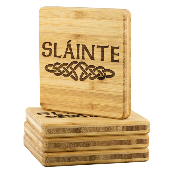 Gaelic Slainte Celtic Knot Wood Coasters x4Coasters