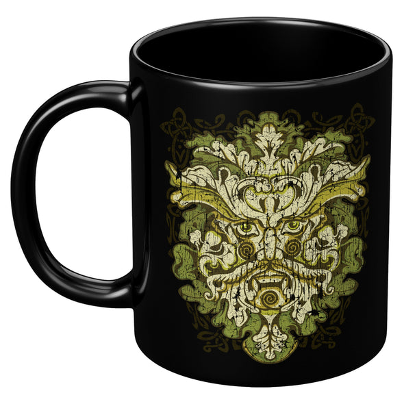 Green Man Pagan Celtic Irish Mythology Coffee Mug DistressedCeramic Mugs