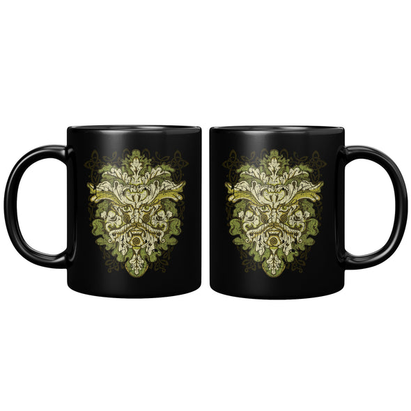 Green Man Pagan Celtic Irish Mythology Coffee Mug DistressedCeramic Mugs