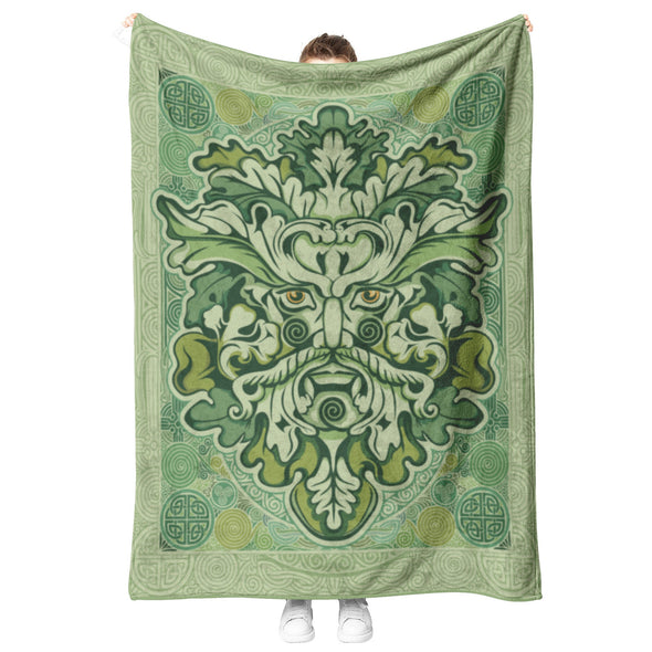 Greenman Celtic Irish Pagan Mythology Knotwork Fleece BlanketHome Goods