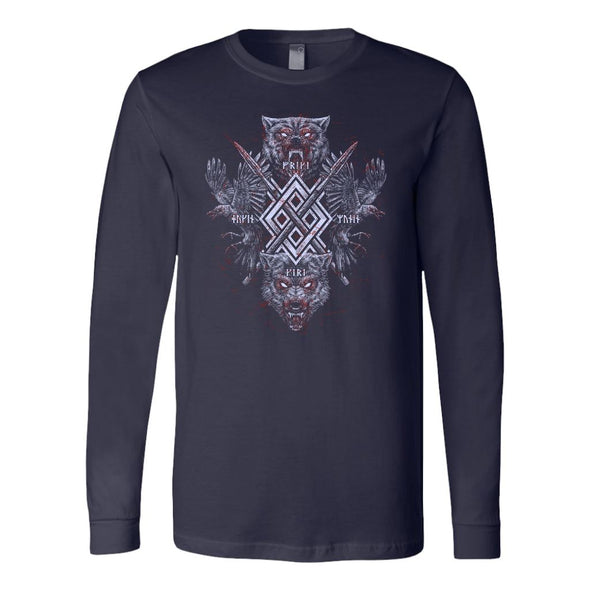 Gungnir Huginn Muninn Geri Freki Long Sleeve ShirtT-shirtCanvas Long Sleeve ShirtNavyS