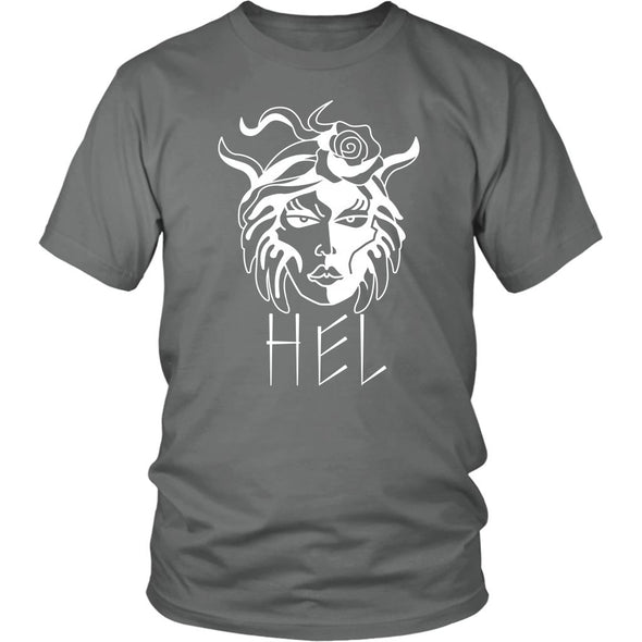 Hel Goddess of the Underworld Norse Mythology Cotton T-ShirtT-shirtDistrict Unisex ShirtGreyS