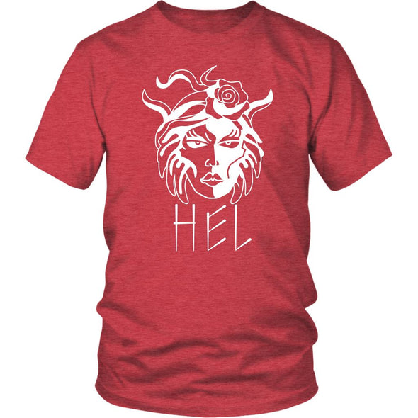 Hel Goddess of the Underworld Norse Mythology Cotton T-ShirtT-shirtDistrict Unisex ShirtHeather RedS