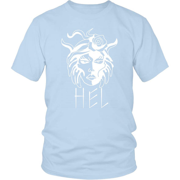 Hel Goddess of the Underworld Norse Mythology Cotton T-ShirtT-shirtDistrict Unisex ShirtIce BlueS