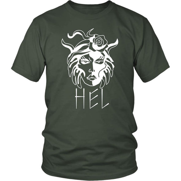 Hel Goddess of the Underworld Norse Mythology Cotton T-ShirtT-shirtDistrict Unisex ShirtOliveS