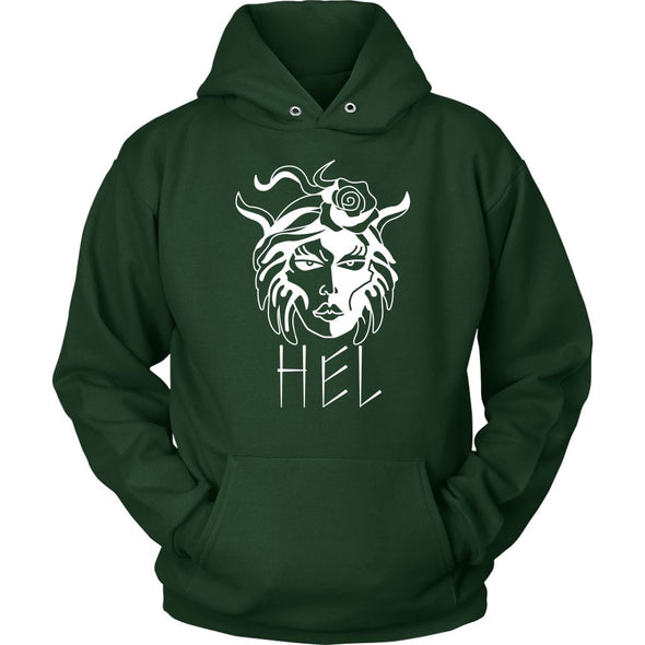 Hel Goddess of the Underworld Norse Mythology HoodieT-shirtUnisex HoodieDark GreenS