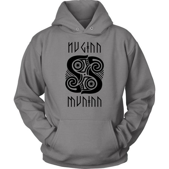 Huginn Muninn Black Raven HoodieT-shirtUnisex HoodieGreyS