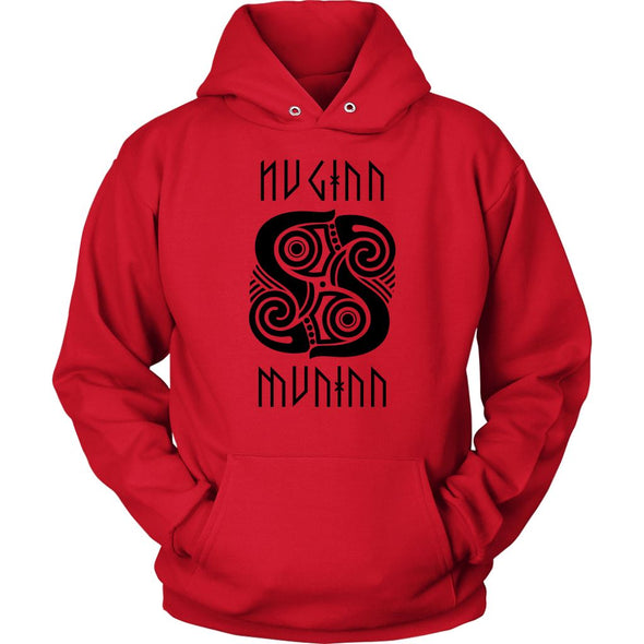 Huginn Muninn Black Raven HoodieT-shirtUnisex HoodieRedS