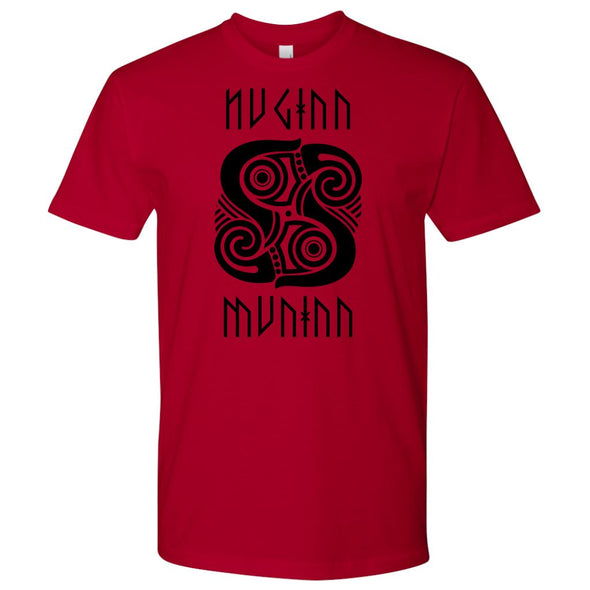 Huginn Muninn Black Raven T-ShirtT-shirtNext Level Mens ShirtRedS