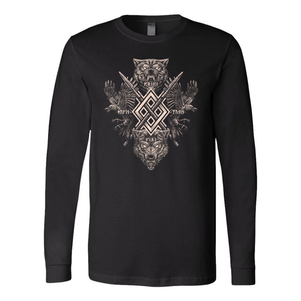 Huginn Muninn Geri Freki Long Sleeve ShirtT-shirtCanvas Long Sleeve ShirtBlackS